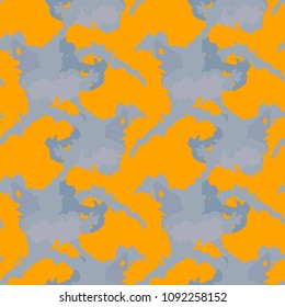 Abstract yellow and blue background as UFO camouflage. Seamless repeat bright pattern usable as urban camo, wallpaper, backdrop or for print for textile or wrapping paper