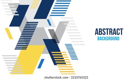Abstract yellow blue diagonal lines composition presentation banner vector background