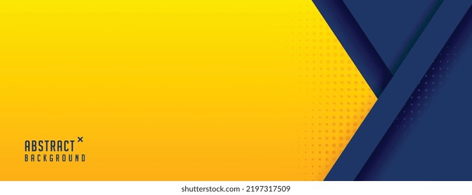 abstract yellow blue geometric banner in half tone design 