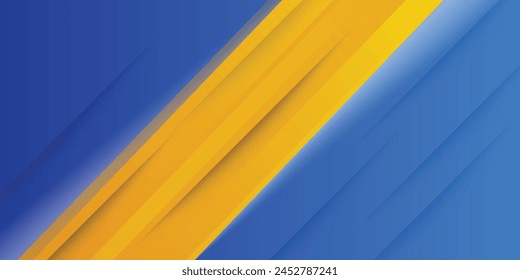 Abstract yellow and blue geometric curve overlap layer background with halftone dots decoration. Modern horizontal banner template design. Suit for cover, header, poster, banner, website, business