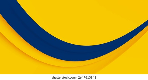 Abstrato amarelo e azul curva geométrica sobrepõe o fundo da camada com decoração.