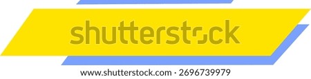Abstract yellow and blue geometric shape banner or title header template with thin border.