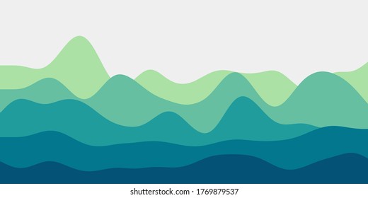 Resumen del fondo de las colinas azules amarillas. Ondas coloridas auténticas ilustraciones vectoriales.