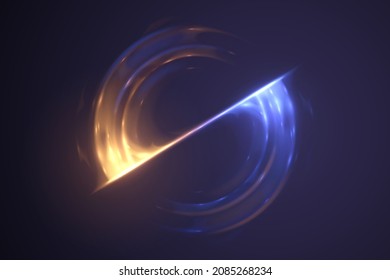 Abstract yellow and blue light circle motion effect