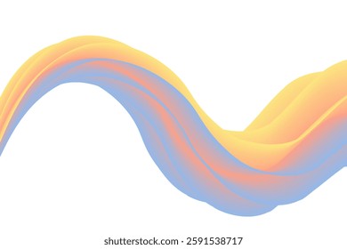 Abstract yellow and blue liquid waves on white background modern view.