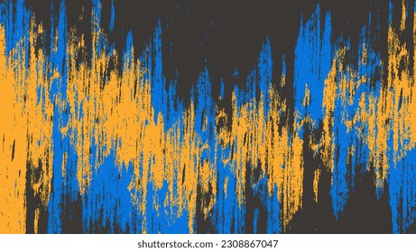 Abstract Yellow Blue Paint Grunge Texture In Black Background Design