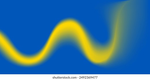 Abstract yellow blurred wave on blue background. Vector illustration