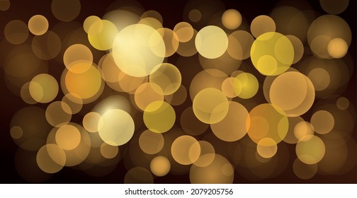 Abstract yellow bokeh background with defocused circles and glitter. Decoration element for Christmas and New Year holidays, greeting cards, web banners, posters - Vector illustration