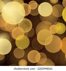 Abstract yellow bokeh background with defocused circles and glitter. Decoration element for Christmas and New Year holidays, greeting cards, web banners, posters - Vector illustration
