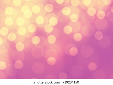 Abstract yellow bokeh light on pink luxury background vector illustration.