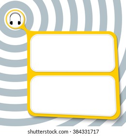 Abstract yellow box for your text and headphones