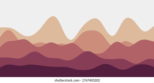 Abstract yellow brown hills background. Colorful waves beautiful vector illustration.