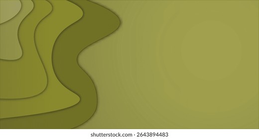 Abstract Yellow and Brown Wave Background with Layered Paper Cut Style

