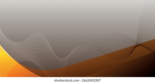  Fundo abstrato de onda amarela a marrom com linhas curvas elegantes, ideal para apresentações de negócios, cabeçalhos de site, modelos corporativos, panfletos minimalistas, pôsteres modernos e design digital