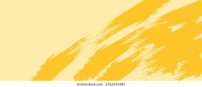 Abstract yellow brush stroke background. Artistic hand-painted texture with dynamic diagonal lines for modern design, banners, and social media posts.