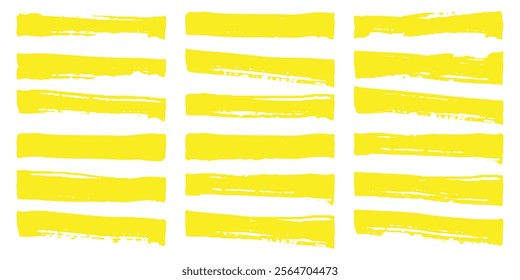 Abstract Yellow Brush Strokes on White Background for Creative Design. Vector yellow brush strokes illustration, EPS 10.