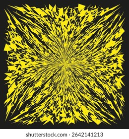 Abstract yellow burst. Radiant explosion pattern. Dynamic Vector graphic. Chaotic energy splash.