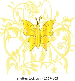 abstract yellow butterfly vector