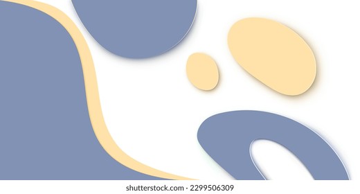 Abstract yellow circle background. Modern minimal yellow and blue shape art. Vector circle design illustration on white background.