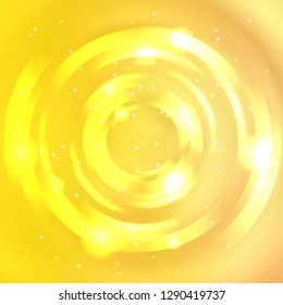 Abstract yellow circle background, Vector design. Glowing spiral. The energy flow tunnel.