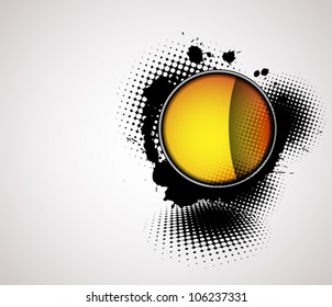 abstract yellow circle badge with grunge around