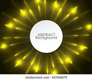 Abstract yellow circle lights pattern technology background.