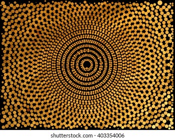 Abstract yellow circle on black background