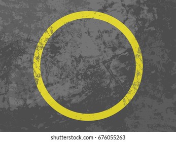 Abstract yellow circle on gray background, cement and concrete wall. Vector illustration design for website template with copy space.