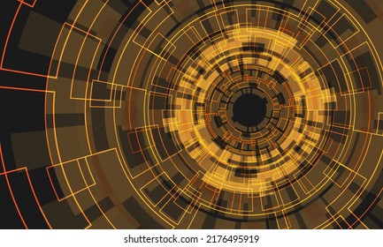 Abstract yellow circuit circle technology futuristic geometric on dark grey design modern background vector illustration.