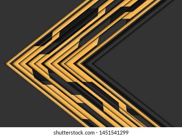 Abstract yellow circuit line arrow direction on grey blank space design modern futuristic technology background vector illustration.