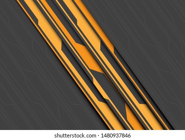 Abstract yellow circuit slash on grey line pattern design modern futuristic background vector illustration.
