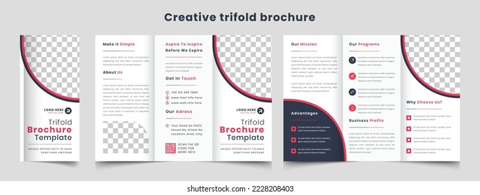 Abstract yellow color geometric shape Company 6-page Trifold brochure template layout Vector. Minimal brochure design. Company profile design.