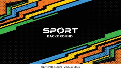 Abstract yellow and colorful sharp Background with Halftone Effect. Banner, Poster, or Sports Background for competition, football, world, championship. Scratch and Texture Elements For Design