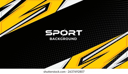 Abstract yellow and colorful sharp Background with Halftone Effect. Banner, Poster, or Sports Background for competition, football, world, championship. Scratch and Texture Elements For Design