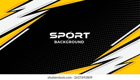 Abstract yellow and colorful sharp Background with Halftone Effect. Banner, Poster, or Sports Background for competition, football, world, championship. Scratch and Texture Elements For Design