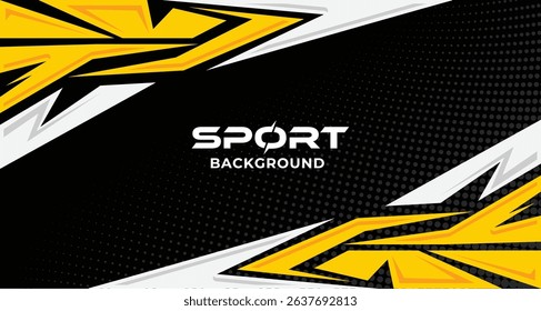 Abstract yellow and colorful sharp Background with Halftone Effect. Banner, Poster, or Sports Background for competition, football, world, championship. Scratch and Texture Elements For Design