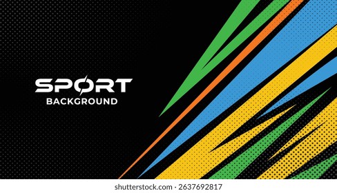 Abstract yellow and colorful sharp Background with Halftone Effect. Banner, Poster, or Sports Background for competition, football, world, championship. Scratch and Texture Elements For Design