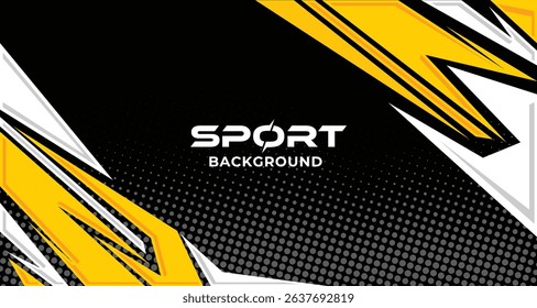 Abstract yellow and colorful sharp Background with Halftone Effect. Banner, Poster, or Sports Background for competition, football, world, championship. Scratch and Texture Elements For Design