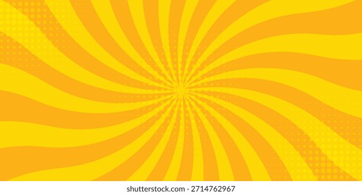 Abstractas fondo de cómic amarillo. estelada amarilla con semitono. fondo de manga de estelada. espiral, remolino, rayos de cómic
