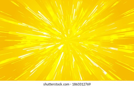 Abstract yellow comic zoom background. Acceleration cartoon super speed zoom. Vector illustration concept