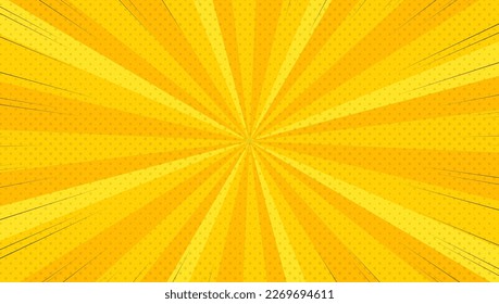 abstract yellow comic zoom background with halftone effect