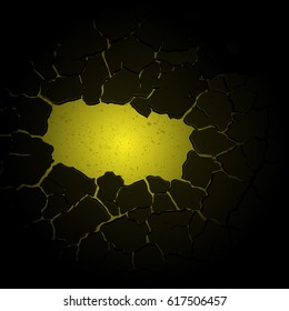 Abstract yellow cracked background with grunge blots