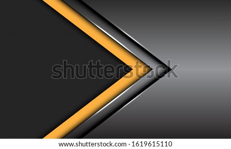 Abstract yellow dark grey metallic arrow direction with circle mesh blank space design modern luxury futuristic background vector illustration.