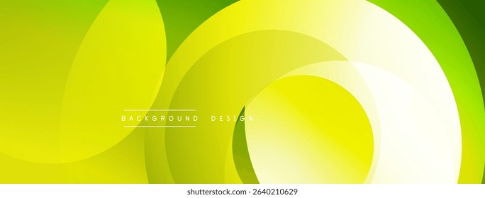 Abstract yellow design features overlapping circles, gradients. Modern, dynamic composition suitable for banners, backgrounds.