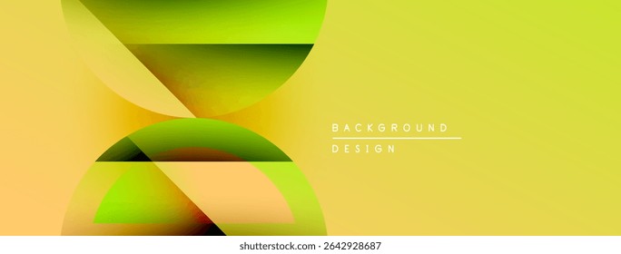 Abstract yellow design features overlapping gradients. Modern shapes create dynamic visual effect. Minimalist style, clean composition.