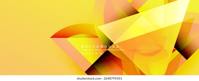 Abstract yellow design features overlapping geometric shapes. Warm tones create dynamic visual effect. Modern background for presentations.