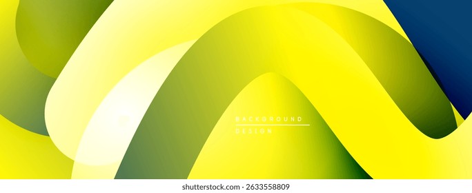 Abstract yellow design. Overlapping shapes create dynamic flow, modern aesthetic. Gradient transitions offer visual depth.