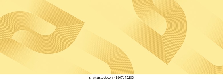Abstract yellow digital background with curved parallel lines forming a futuristic geometric pattern. 