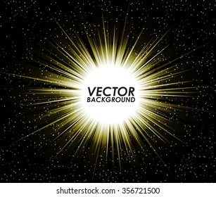 Abstract yellow digital background design with a burst, lens flare. Vector illustration