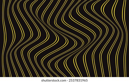 abstract yellow double thin line wave pattern on dark can be used background, wallpaper, wall cloth.
